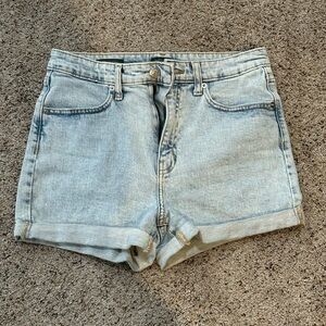 Light Blue Denim Women's Shorts - High Waisted